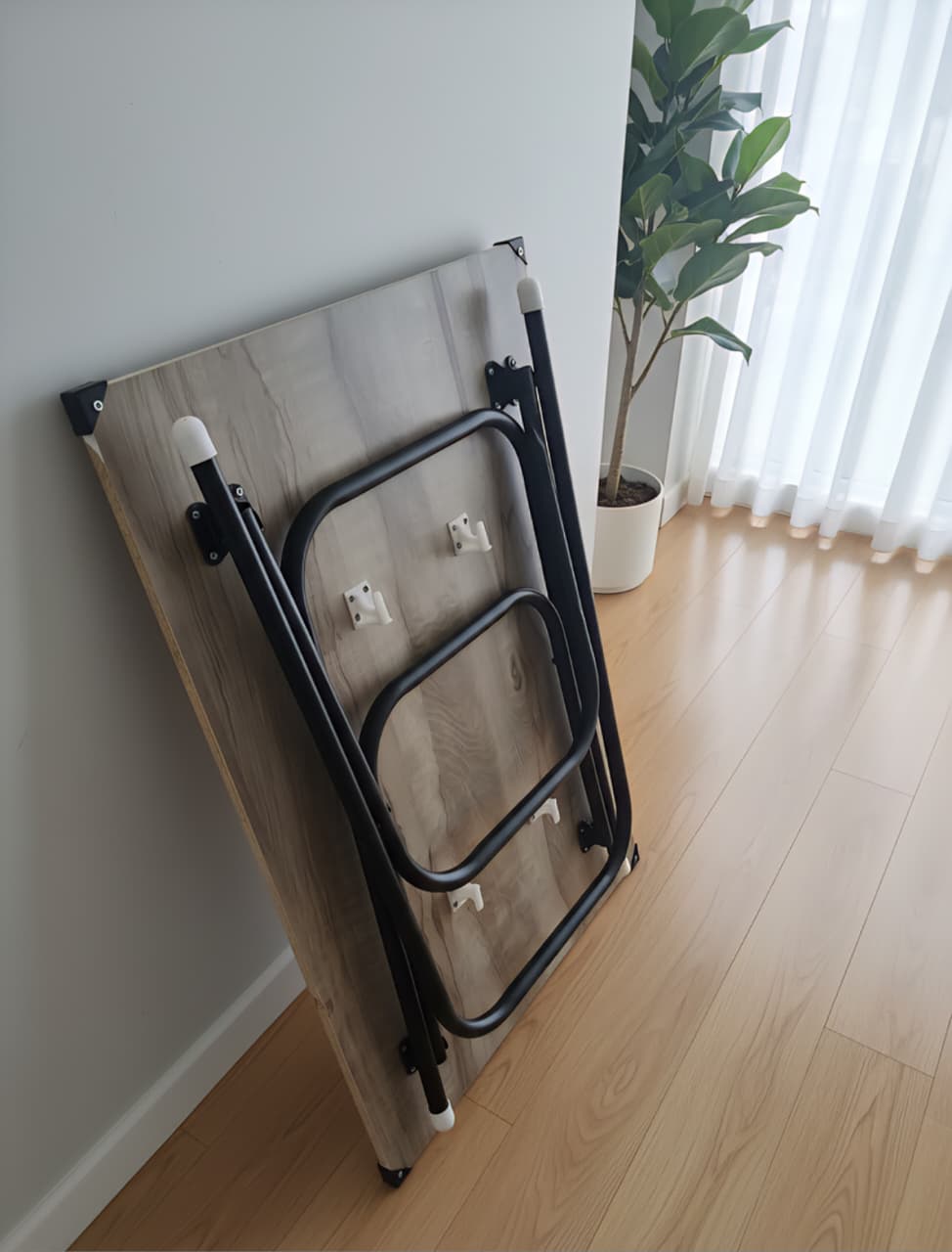 EuroQon Easy Fold Space Saver Foldable Engineered Wood Study Table Black