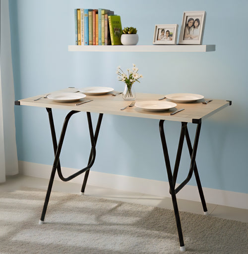 EuroQon Easy Fold Space Saver Foldable Engineered Wood Study Table Black